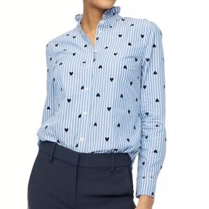 NWOT. JCrew Factory striped shirt with heart detail. Size L.